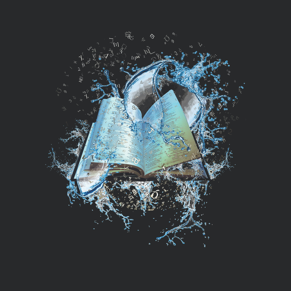 Digital illustration Of Book With Water